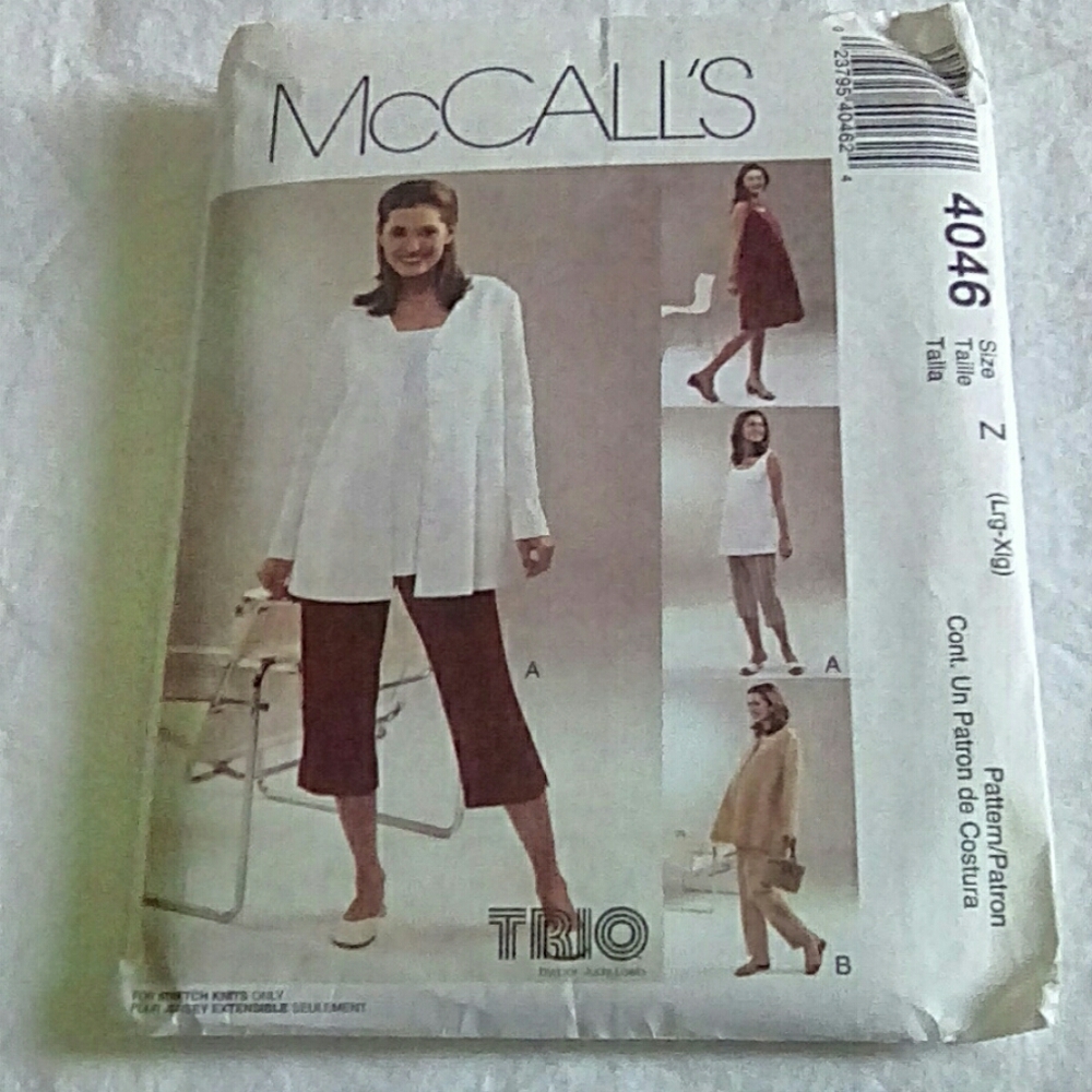 McCall's 4046 Maternity pants shirt dress top L&XL